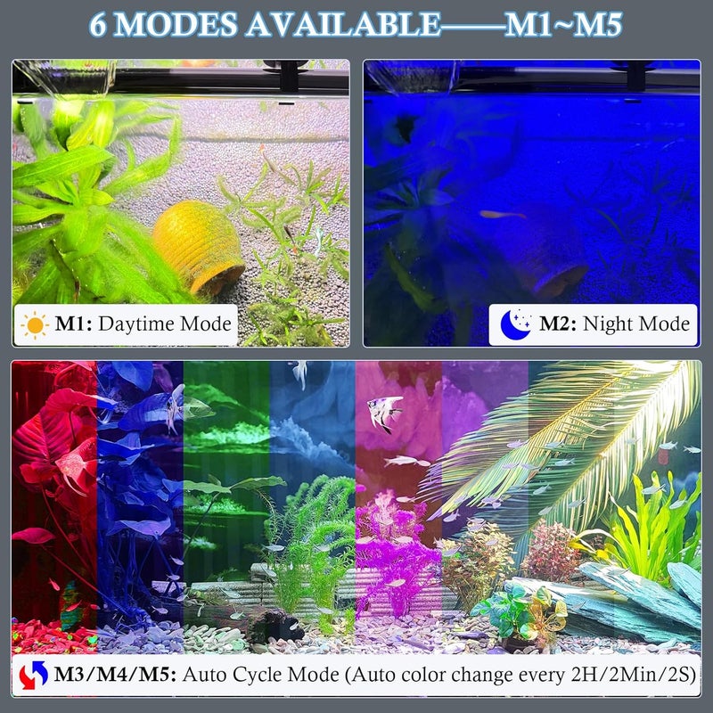 FEDOUR 18.9in Submersible Aquarium LED Light, 24/7 Aquarium Lights with Full Spectrum RGBW LEDs, IP68 Waterproof Fish Tank Light with Dimming, Timming and Color Adjustable - Image 3